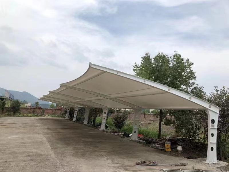 京口区小区改造停车棚工程，膜结构非机动车棚定制厂家-2
